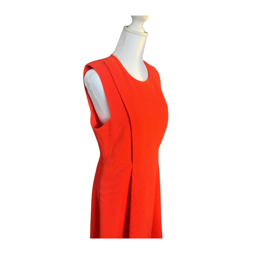 Whistles Textured Sleeveless Flare Dress Waffle Knit, Bright Orange, Sz 8 - Picture 5 of 11